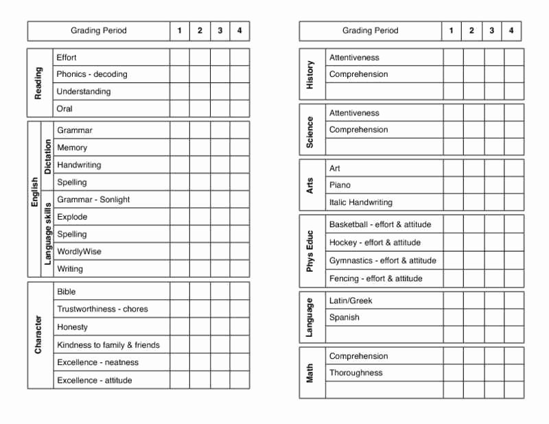 report card template free 2016