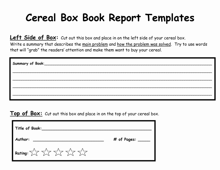 Report Cereal Box Book Report Template