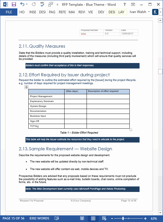 request for proposal template