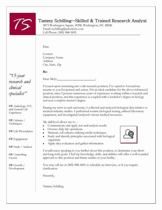 Research Cover Letter Example