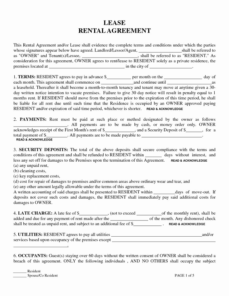 Residential Lease Agreement Template Free Printable