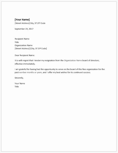 Resignation Letter From Board Of Director Position