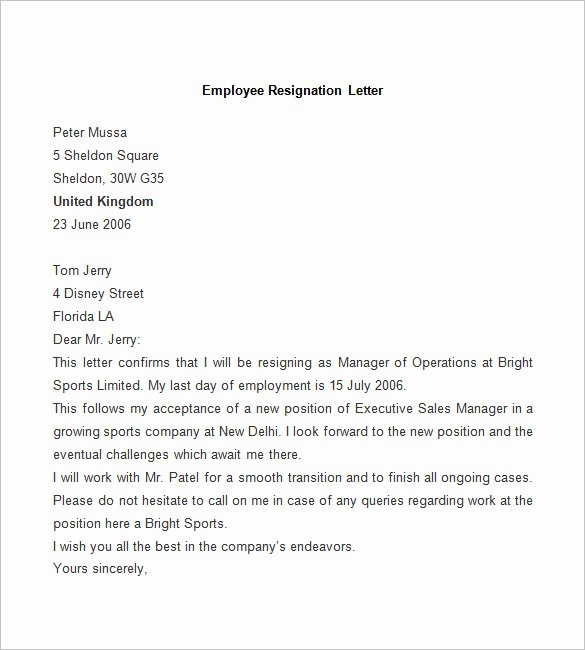 Resignation Letter Template 25 Free Word Pdf Documents