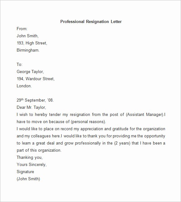 Resignation Letter Template – 25 Free Word Pdf Documents