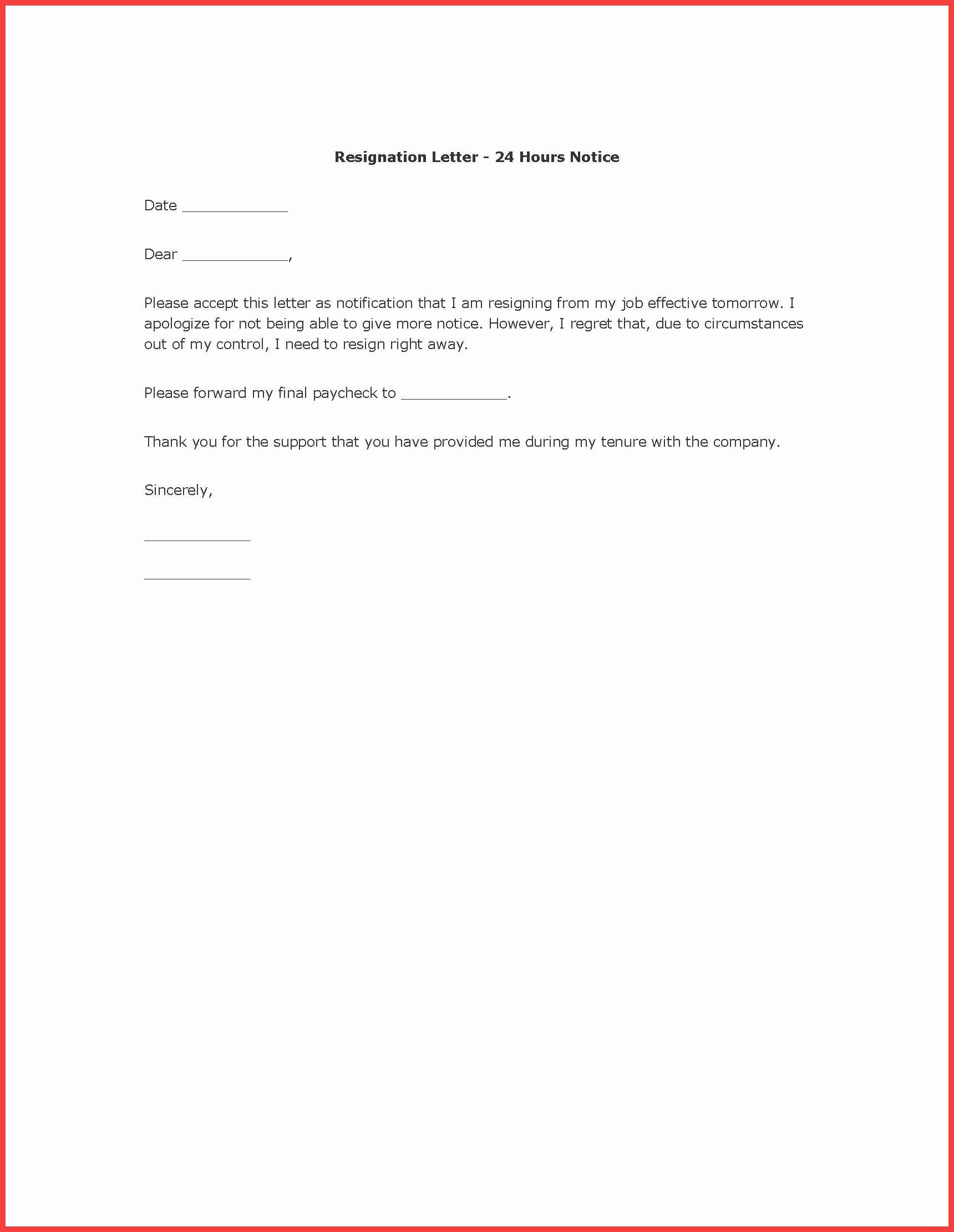 Resignation Template Letter