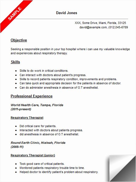 respiratory therapist resume sample