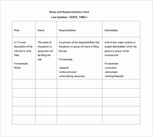 Responsibility Chart Template – 11 Free Sample Example