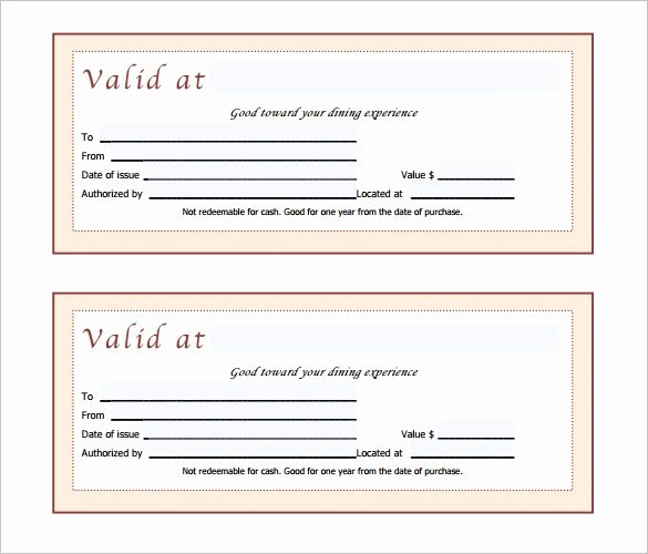Restaurant Gift Certificate Template Free Download