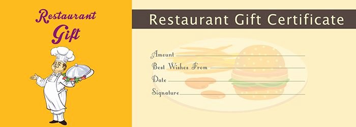 Restaurant Gift Certificate Template Free Gift