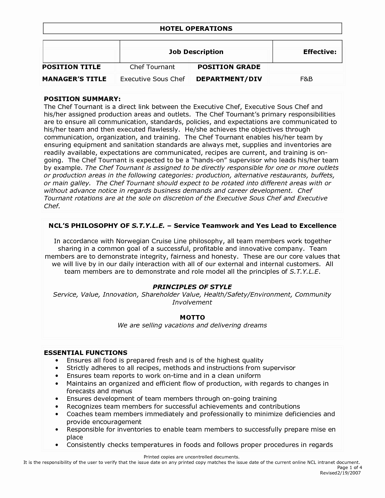 Restaurant Manager Job Description Resume