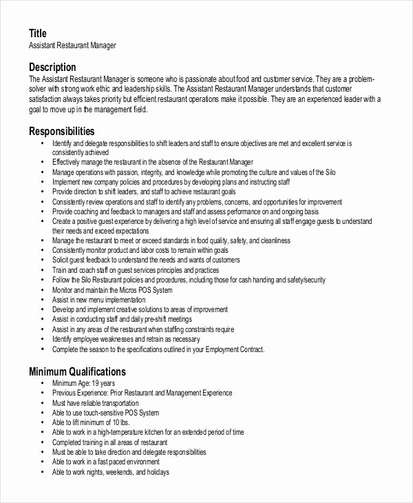 Restaurant Manager Resume Template 6 Free Word Pdf