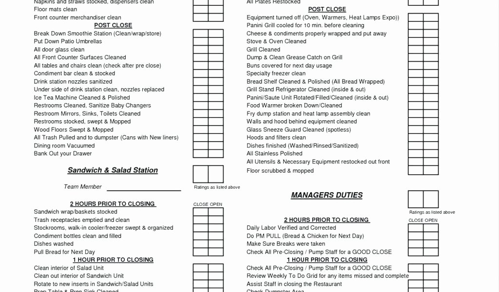 Restaurant Opening Checklist Template – Flybymedia