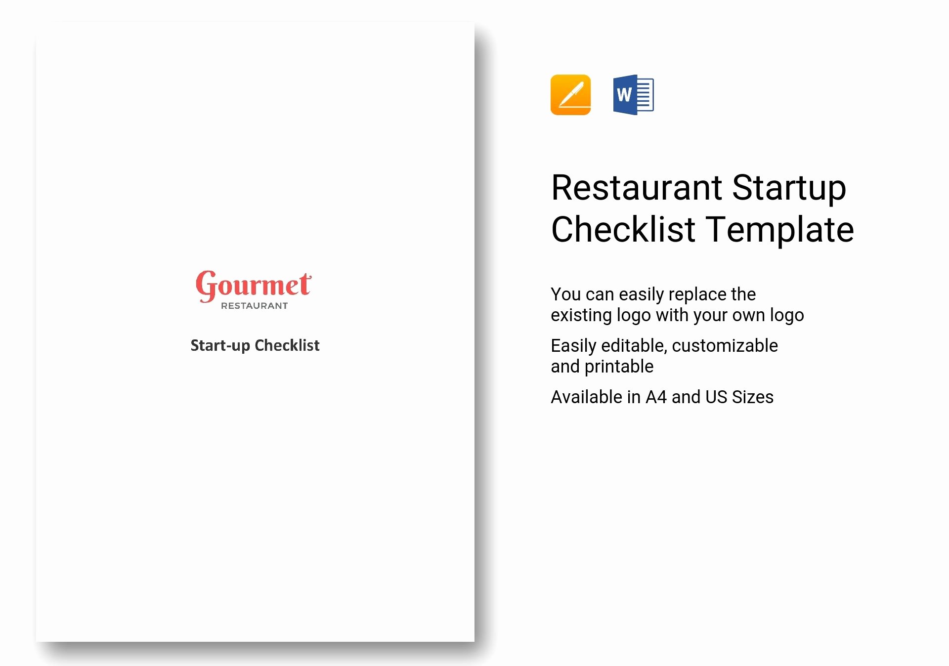 Restaurant Startup Checklist Template In Word Apple Pages