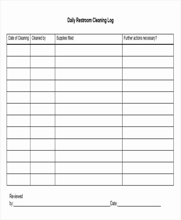 Restroom Cleaning Log Template