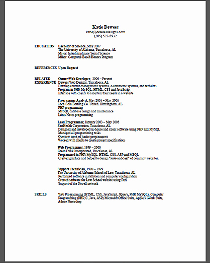 Resume About Me Examples