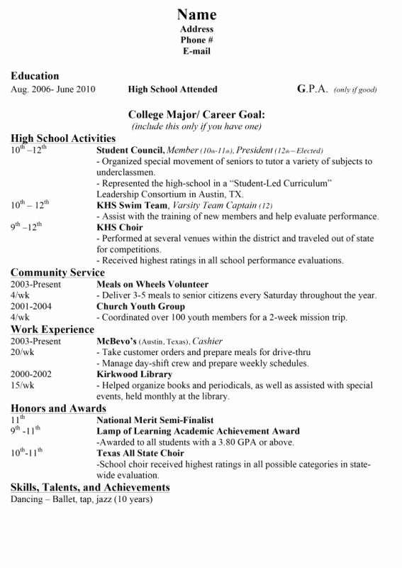 Resume Awards Example