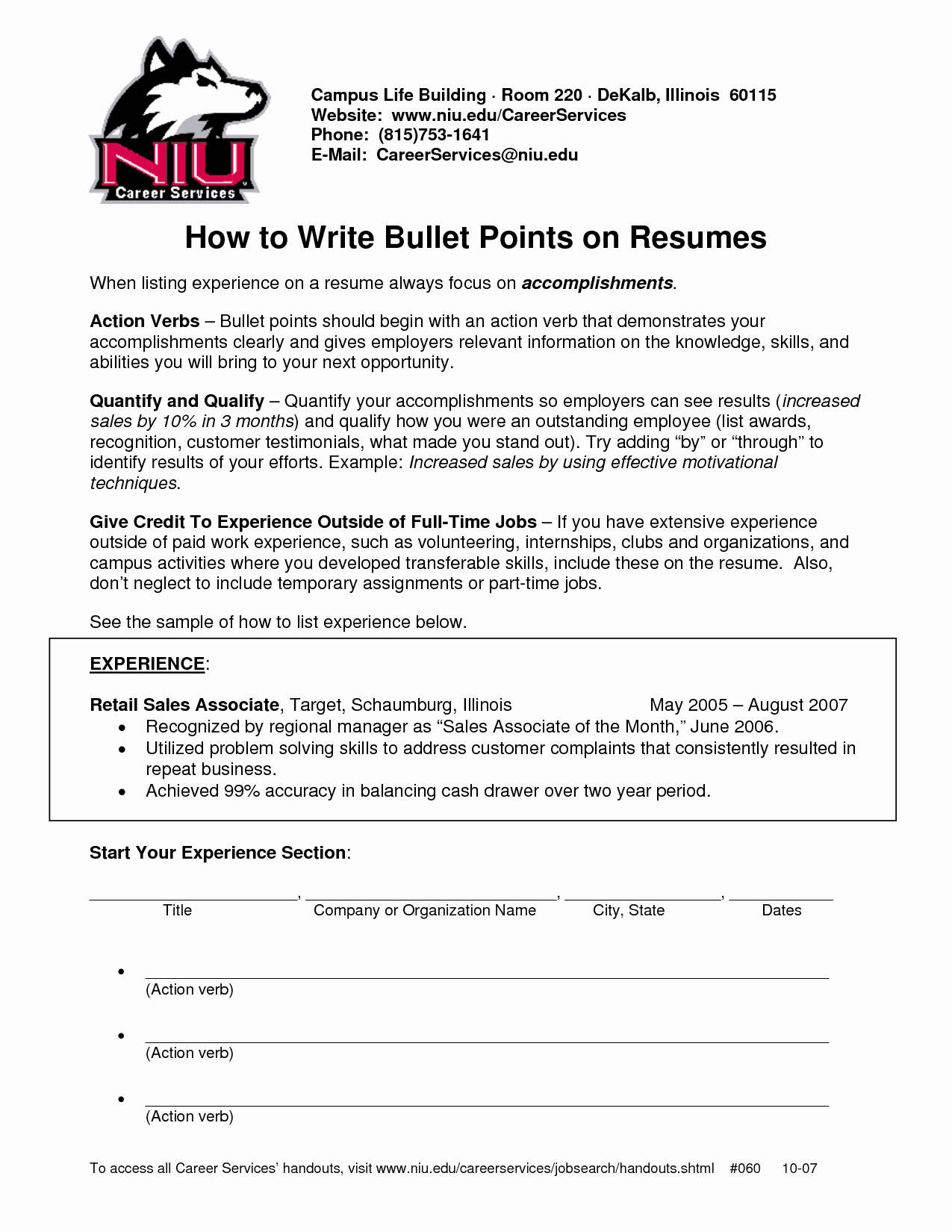 Resume Bullet Points Examples Resume Templates
