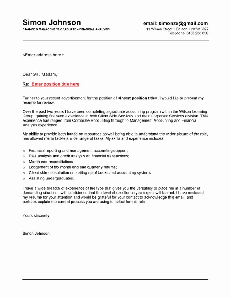 Resume Cover Letter Australia