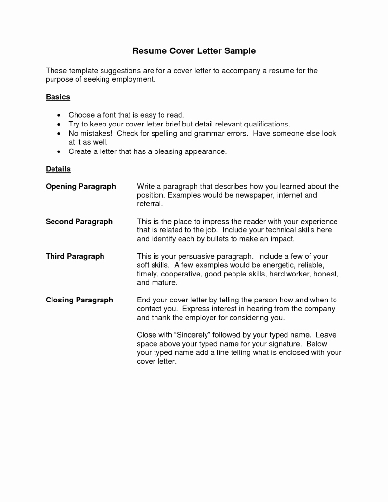 Resume Cover Letter Example Best Template Collection