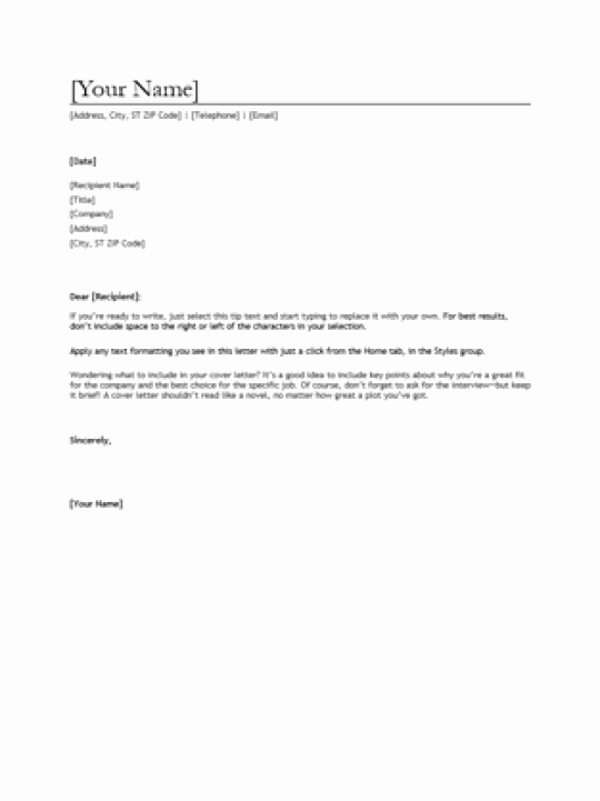 Resume Cover Letter Template