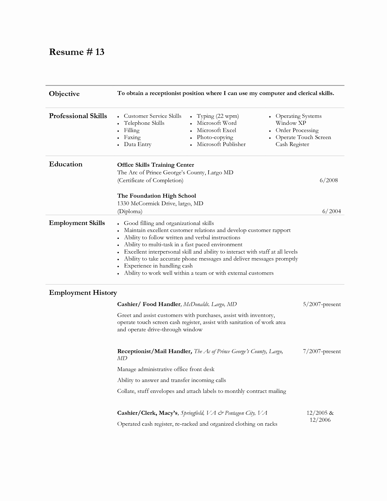 resume descriptive words for cashier