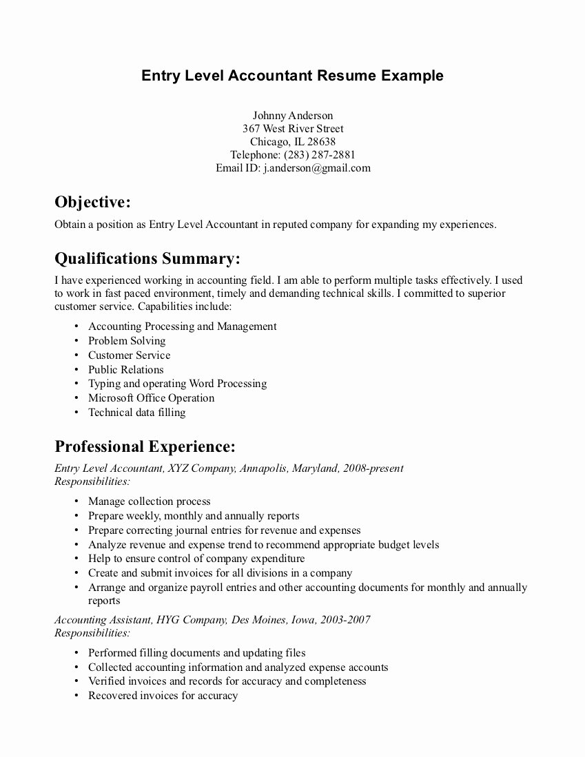 Resume Entry Level Accounting Jobs – Perfect Resume format