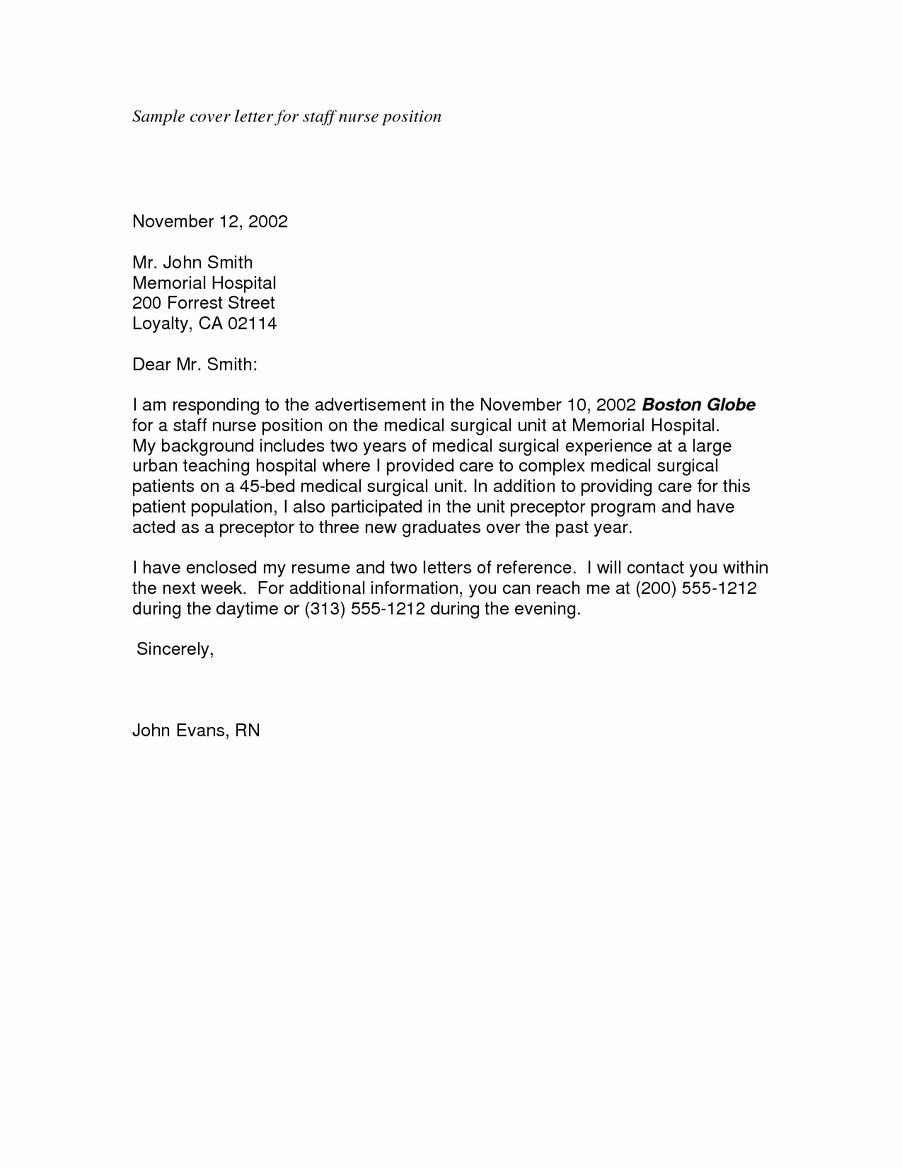 Resume Example Example Cover Letter Healthcare
