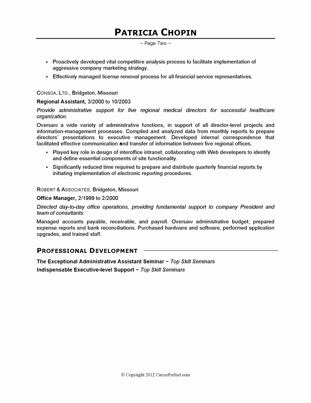 Resume Example Executive assistant