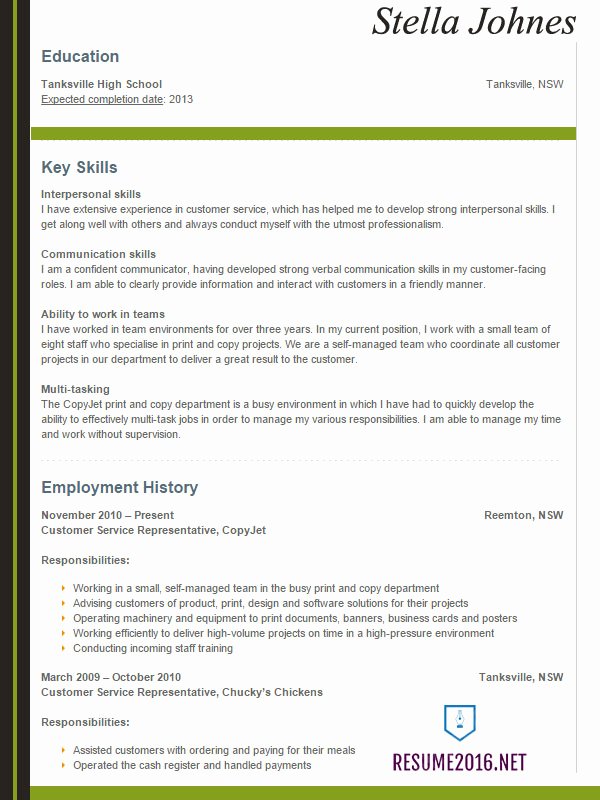 Resume Examples 2016 for Teens Hot Tips to Win