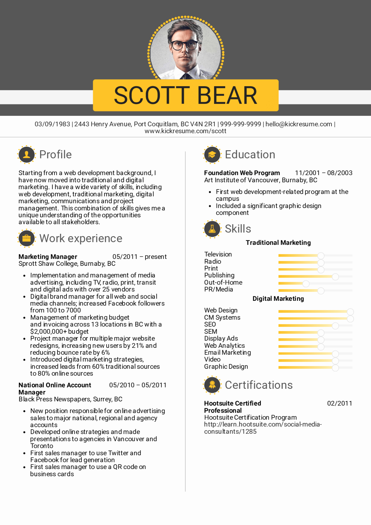 Resume Examples by Real People Marketing Manager Account