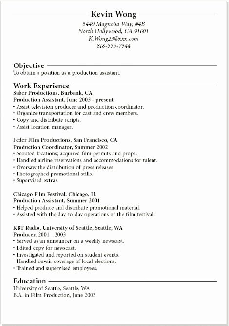 Resume Examples for College Students with Work Experience
