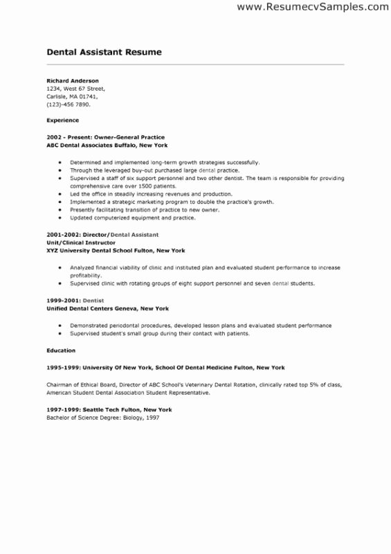Resume Examples for Dental assistant