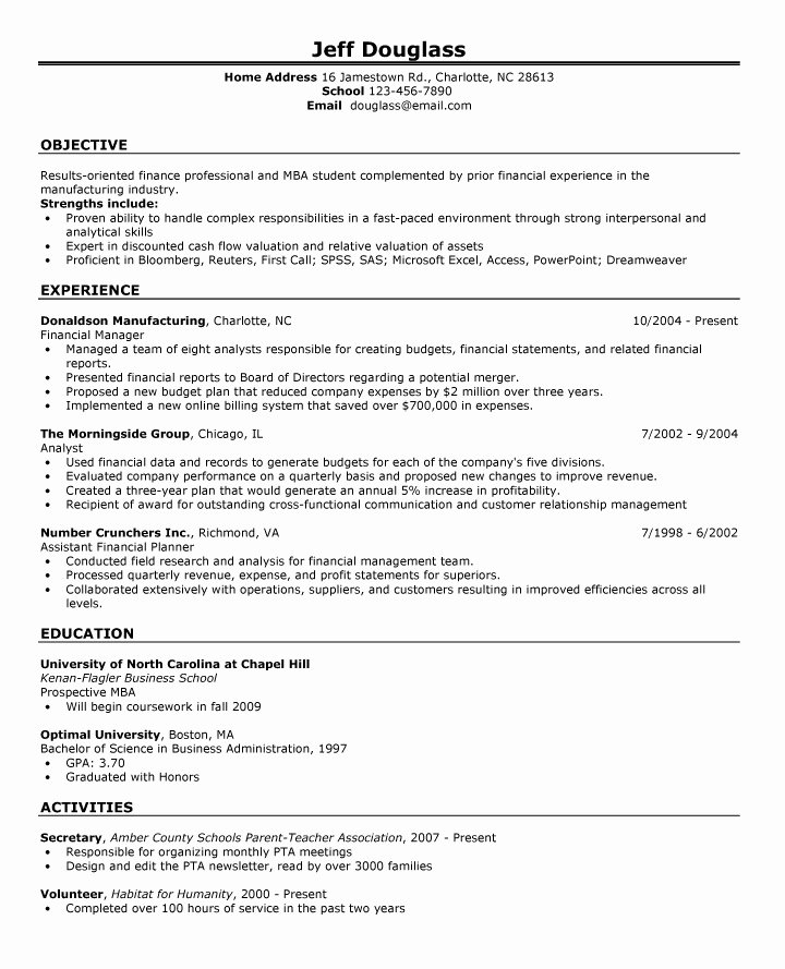 first time resume samples