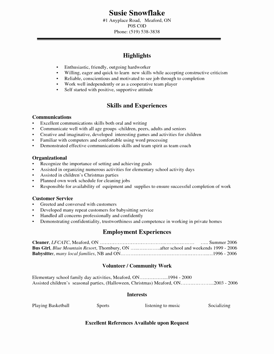 Resume Examples for High School Student Resume Examples
