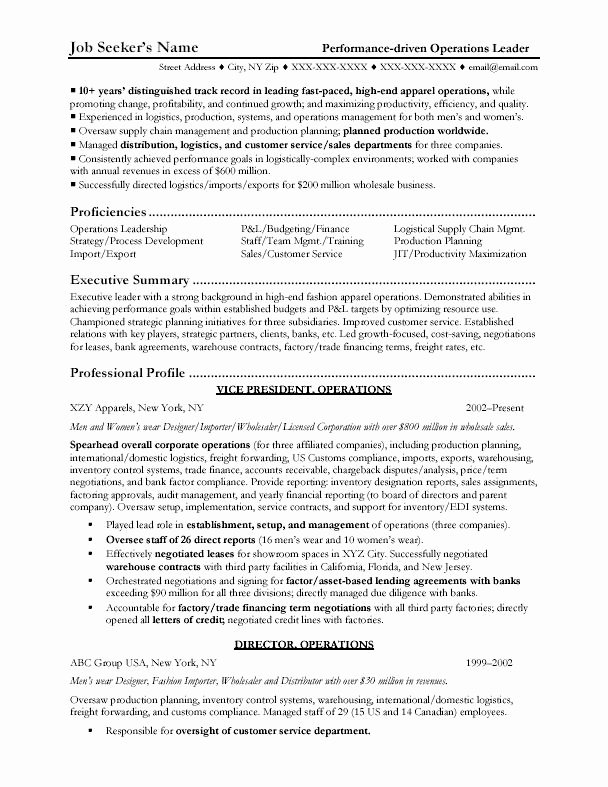 Resume Examples for Managers