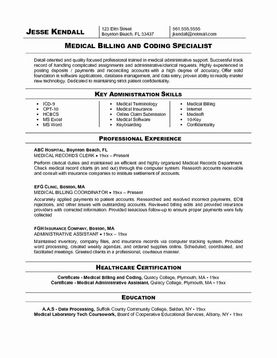 Resume Examples for Medical Coding