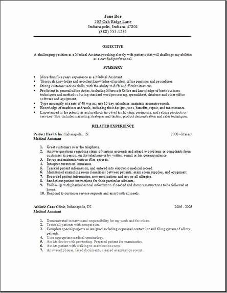 Resume Examples Medical assistant