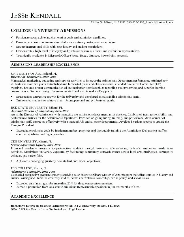 Resume for Applying to College Best Resume Collection