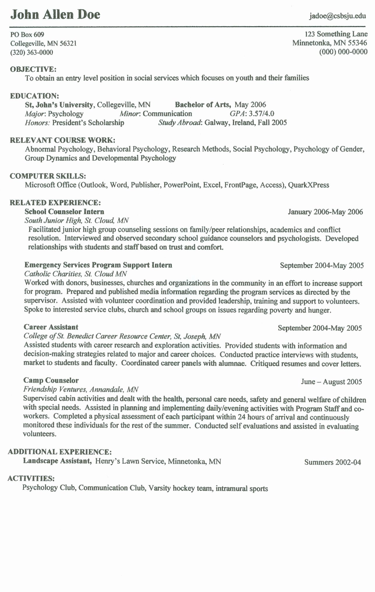 Resume for Campus Jobs Show Me A Example A Resume