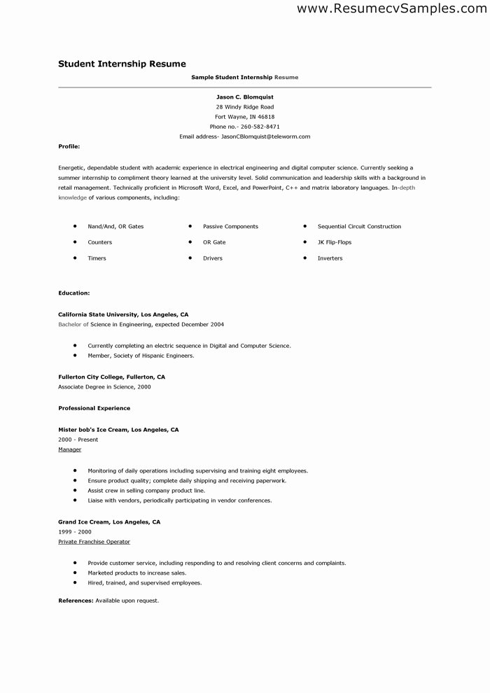 Resume for College Student Still In School