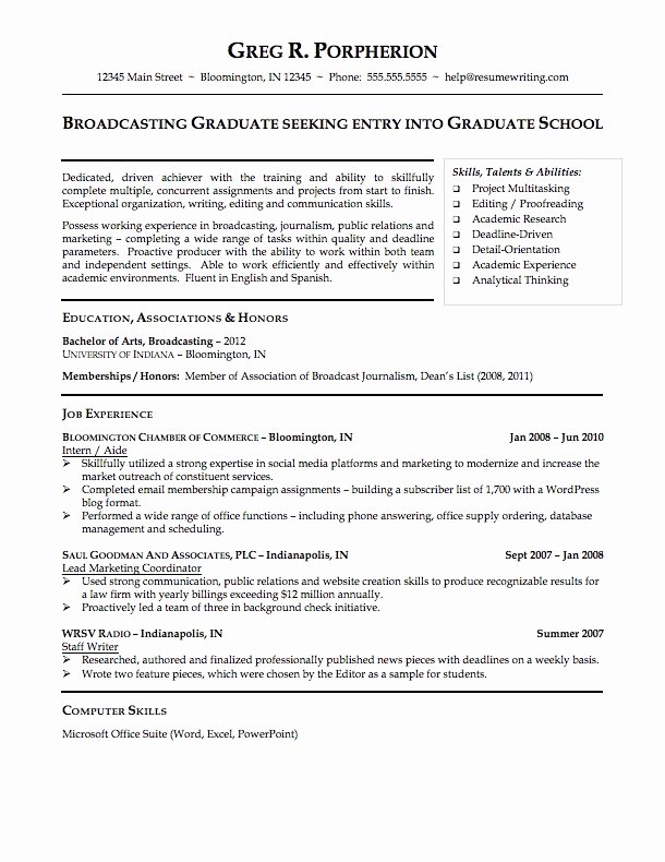 Resume for Graduating College Student Best Resume Collection
