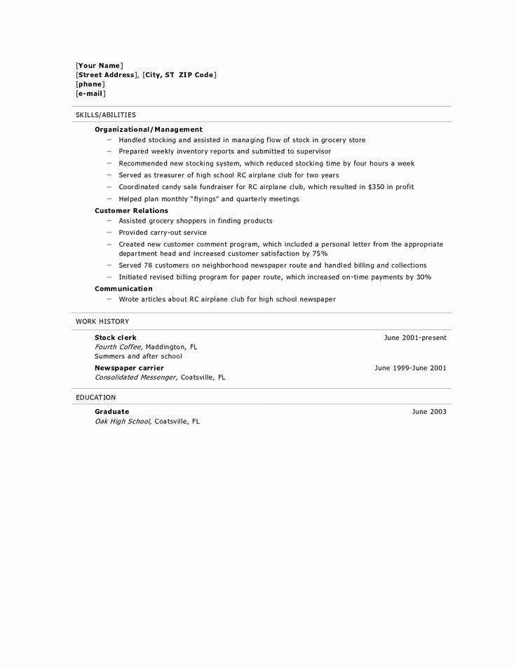 resume for high school graduate