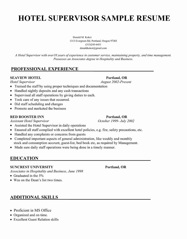 Resume for Hotel Housekeeping Job Resume Ideas