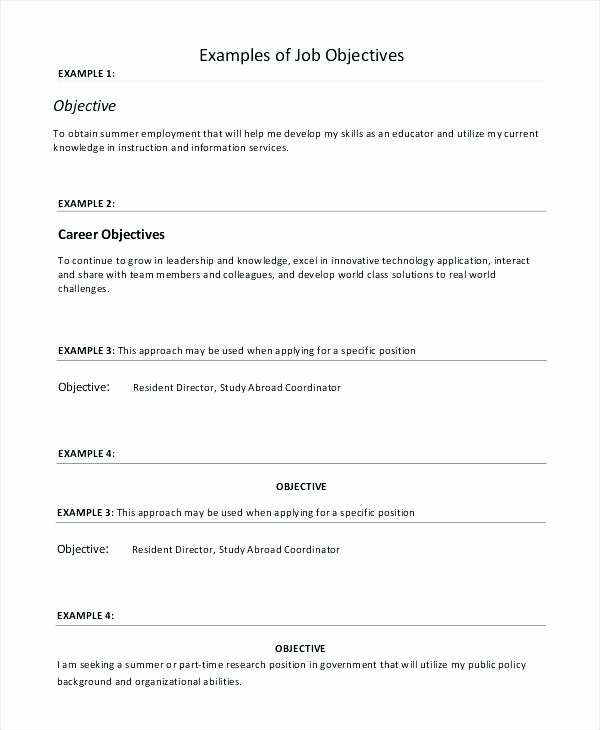 Resume for Job Example Resume Job Objective Example Resume