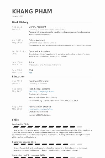 Resume for Library assistant Best Resume Gallery