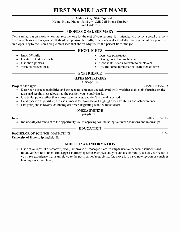 Resume for Management Position F Resume