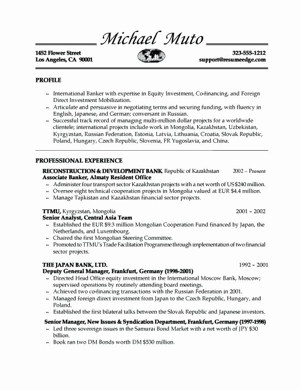 Resume for Private Equity Exaple