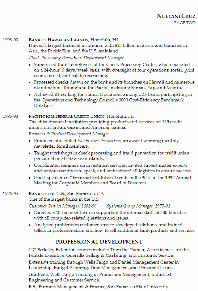 Resume for Senior Position In Financial Services Susan