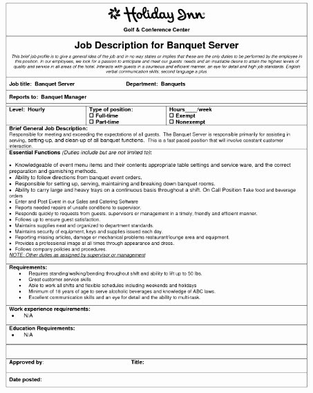 Resume for Server Position