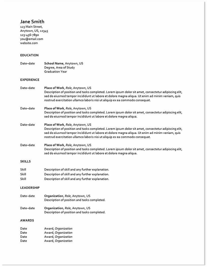 Resume format In Word Document – Perfect Resume format